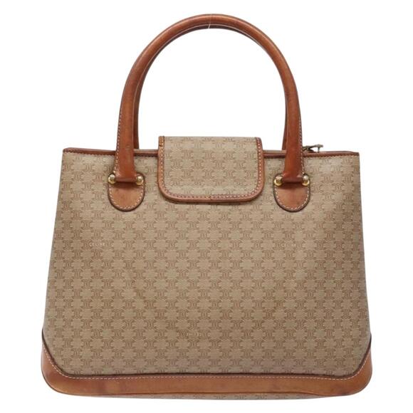 CELINE Macadam Canvas Hand Bag Pvc Beige Gold - Picture 3 of 13